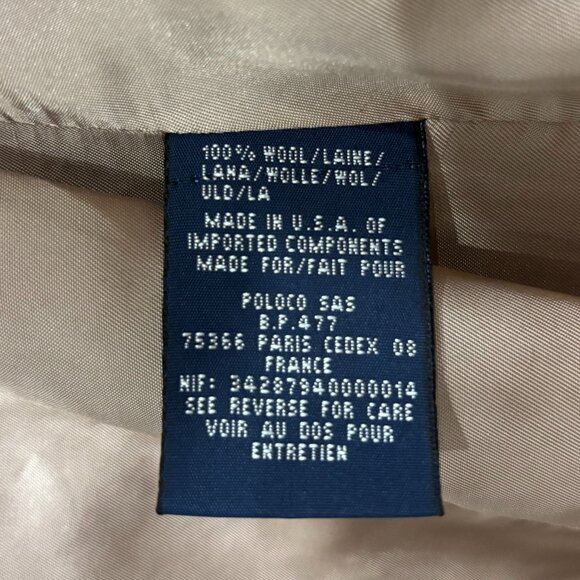 Ralph Lauren Double-Breasted 100% Wool Overcoat Size 6 - Picture 11 of 12